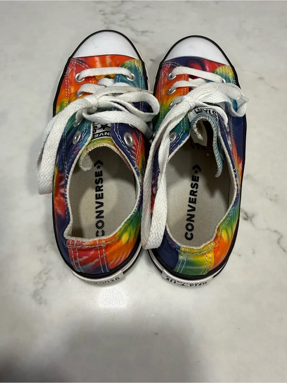 Converse Kids Rainbow Tie-Dye Low Top Sneakers with White Accents